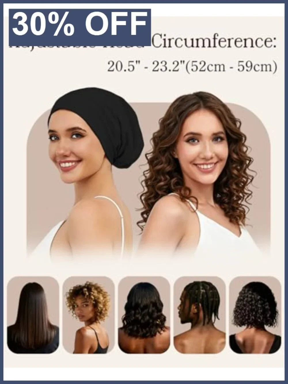 Adjustable Satin Silk Hair Bonnet Sleeping Cap Modal Lined